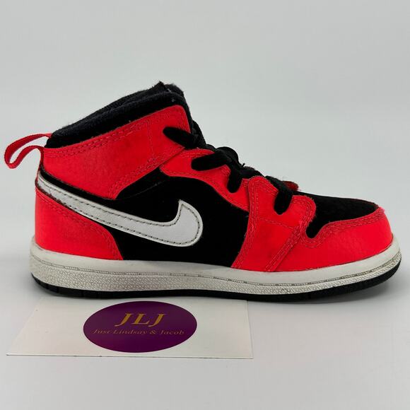 Air Jordan 1 Mid TD 'Infrared 23' Toddler Sneakers 640735-061 Size 8C - Picture 7 of 11